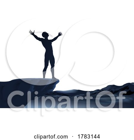 Man Standing Silhouette Arms up Raised by AtStockIllustration