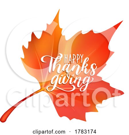 Autumn Leaf with Happy Thanksgiving Text by Vector Tradition SM
