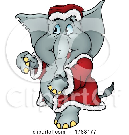 Cartoon Christmas Elephant in a Santa Suit by dero