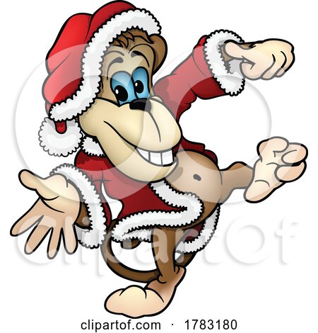Cartoon Christmas Monkey in a Santa Suit by dero
