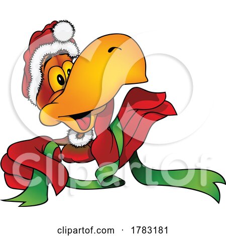 Cartoon Christmas Parrot in a Santa Suit by dero