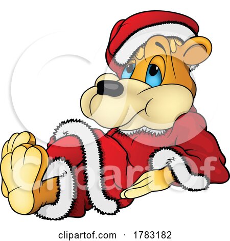 Cartoon Christmas Bear in a Santa Suit by dero