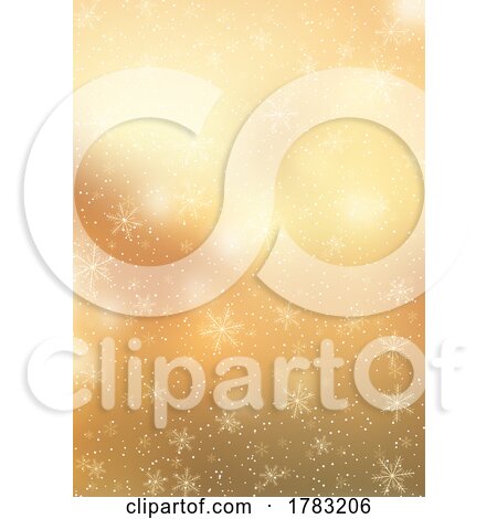 Christmas Golden Background with Falling Snowflakes by KJ Pargeter