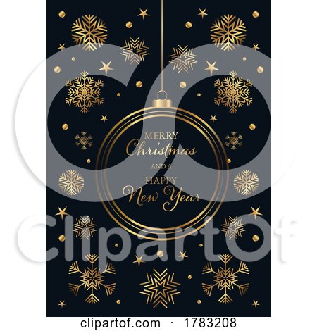Decorative Christmas Background with Hanging Bauble and Snowflakes by KJ Pargeter