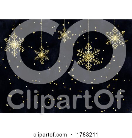 Christmas Background with Glittery Gold Snowflakes by KJ Pargeter