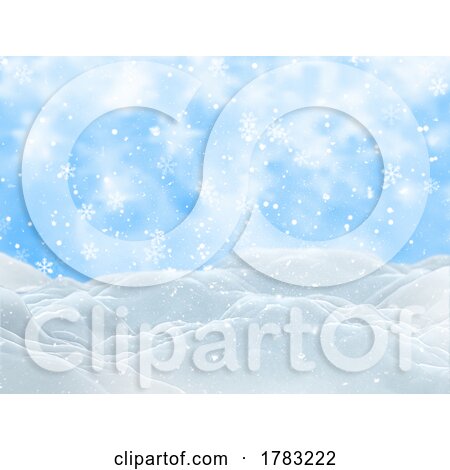 3D Christmas Winter Landscape with Falling Snow by KJ Pargeter