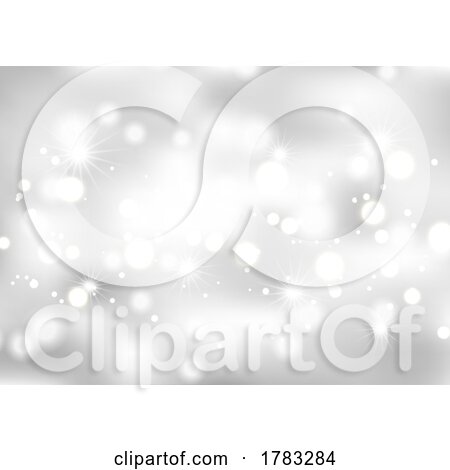 Silver Christmas Background with Bokeh Lights and Stars by KJ Pargeter