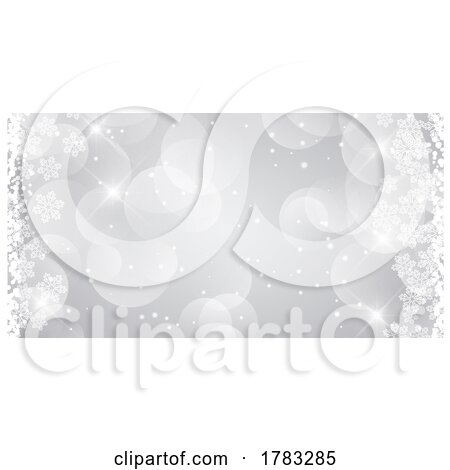Silver Christmas Banner Design with Snowflakes by KJ Pargeter