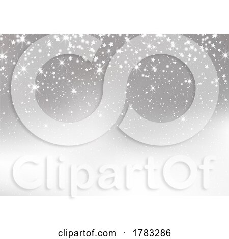 Silver Christmas Stars and Snow Background 2809 by KJ Pargeter