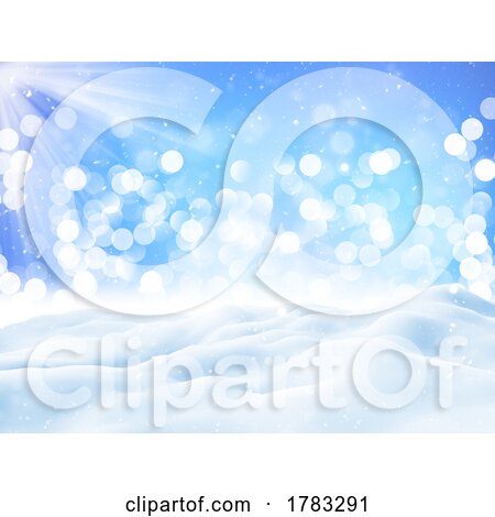 3D Wintry Christmas Background with Snowy Landscape by KJ Pargeter