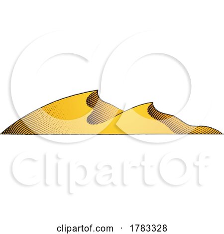 Scratchboard Engraved Illustration of Dunes with Yellow Fill by cidepix