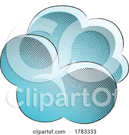Scratchboard Engraved Puffy Cloud with Blue Fill by cidepix