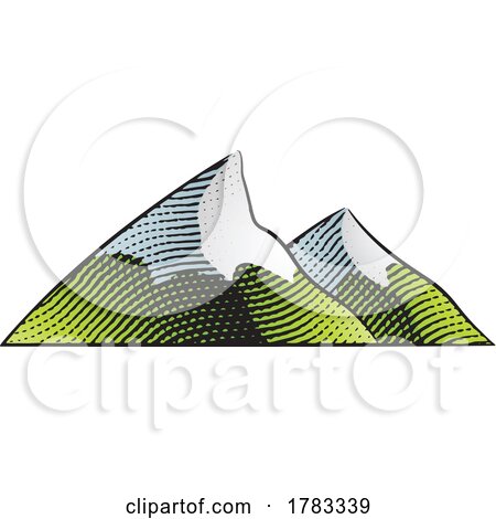 Scratchboard Engraving of Mountains with Colorful Fill by cidepix