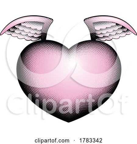 Scratchboard Style Winged Heart by cidepix