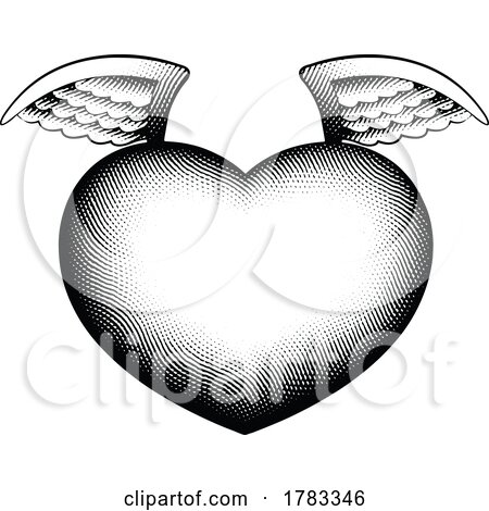 Scratchboard Style Winged Heart by cidepix