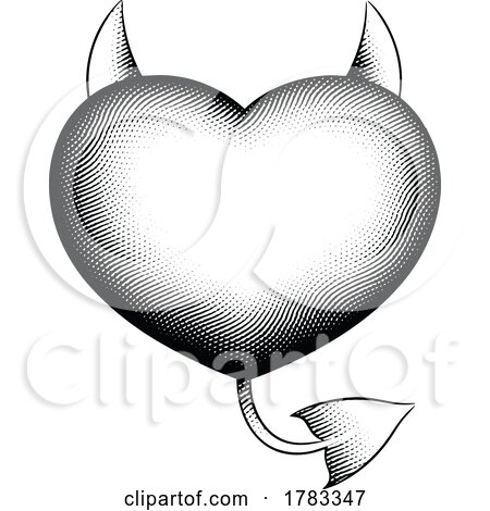 Scratchboard Style Devil Heart by cidepix