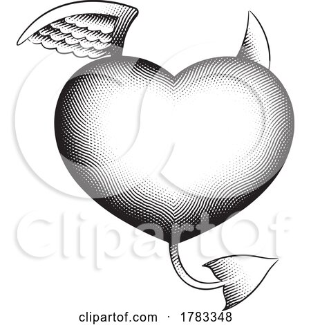 Scratchboard Style Devil Heart by cidepix