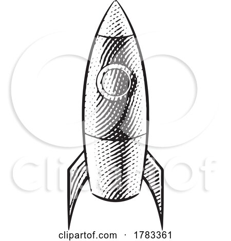 Scratchboard Engraved Illustration of a Rocket by cidepix