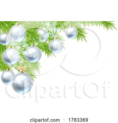 Christmas Tree Background Silver Balls Baubles by AtStockIllustration