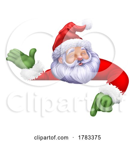 Cartoon Santa Claus Father Christmas Peeking Sign by AtStockIllustration
