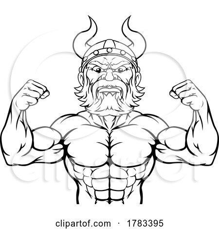 Viking Barbarian Mascot Muscle Strong Cartoon by AtStockIllustration