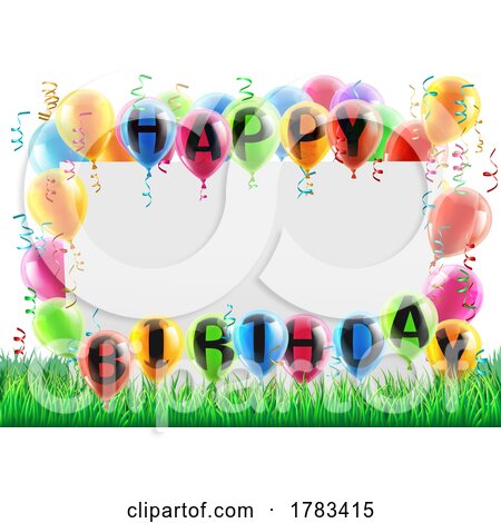 Happy Birthday Balloons Party Background Banner by AtStockIllustration