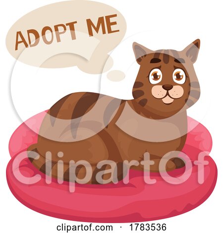 Cat on a Pet Bed and Thinking Adopt Me by Vector Tradition SM
