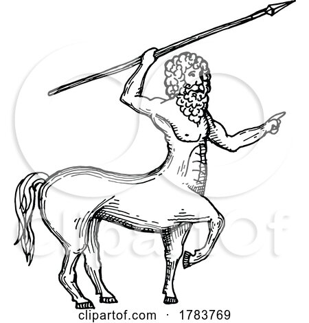 Sketched Centaur Throwing a Spear by Vector Tradition SM