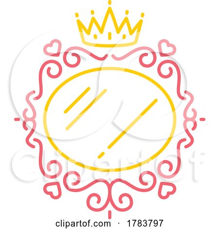 Pink and Yellow Crowned Frame or Mirror by Vector Tradition SM