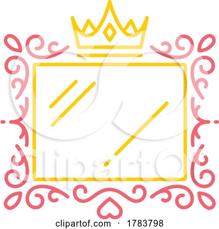 Pink and Yellow Crowned Frame or Mirror by Vector Tradition SM