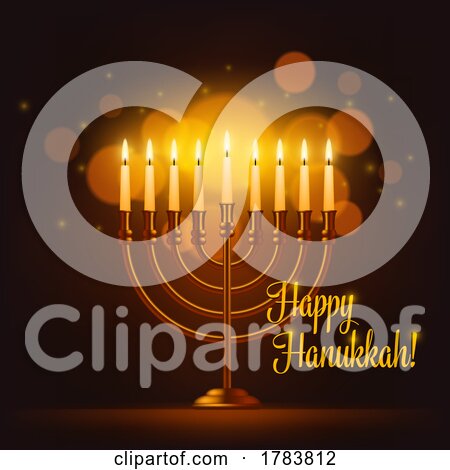 Happy Hanukkah Greeting with a Menorah by Vector Tradition SM