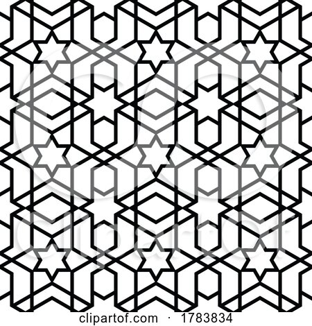 Black and White Arabesque Seamless Star Pattern Background by Vector Tradition SM