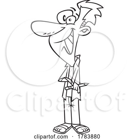 Cartoon Black and White Happy Male Artist Holding a Pencil for Cartoonists Day by toonaday