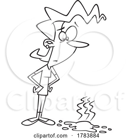 Cartoon Black and White Woman Looking at a Hot Mess by toonaday