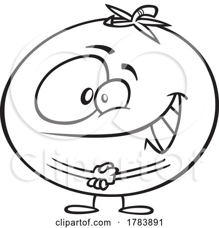 Cartoon Black and White Grinning Tomato by toonaday