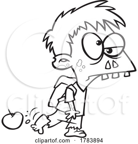 Cartoon Black and White Zombie Student Boy by toonaday