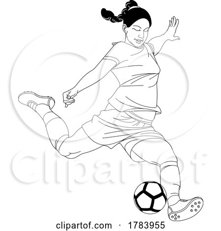 Female Soccer Player in Black and White by Lal Perera
