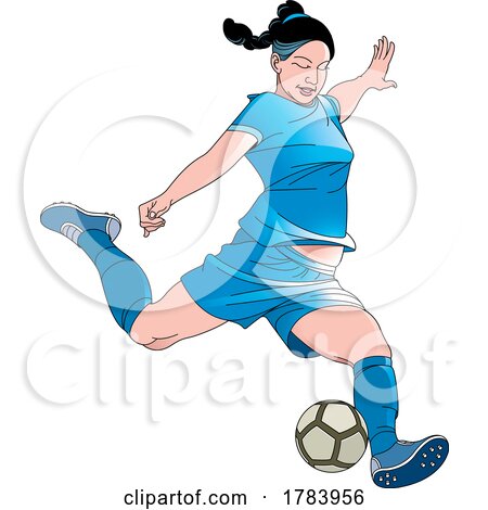 Female Soccer Player in a Blue Uniform by Lal Perera