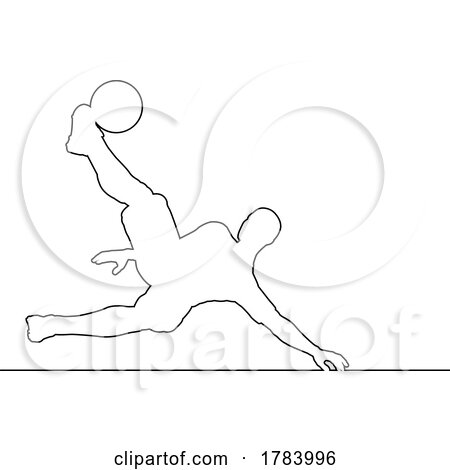 Soccer Football Player Line Silhouette Outline by AtStockIllustration