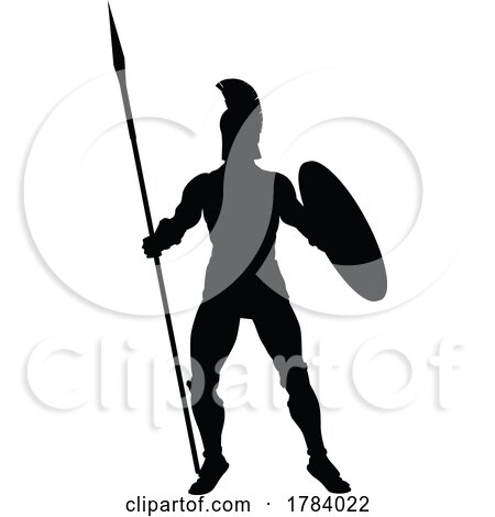 Spartan Silhouette Gladiator Trojan Greek Warrior by AtStockIllustration