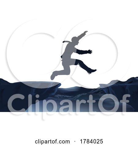 Courage Leap of Faith Jump Brave Silhouette Man by AtStockIllustration