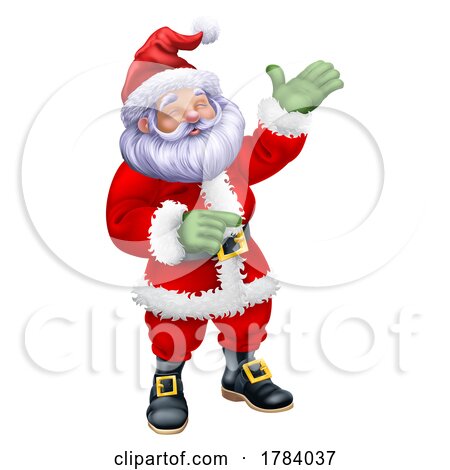 Cartoon Santa Claus Father Christmas Pointing by AtStockIllustration
