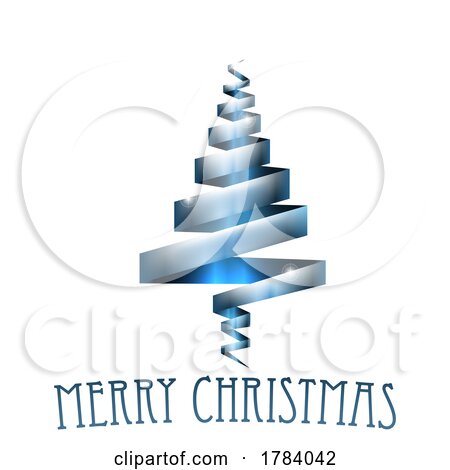 Blue Silver Christmas Tree Ribbon Concept by AtStockIllustration