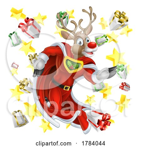 Superhero Santa Reindeer Christmas Super Hero by AtStockIllustration