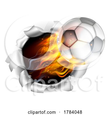 Soccer Ball Flame Fire Breaking Background by AtStockIllustration