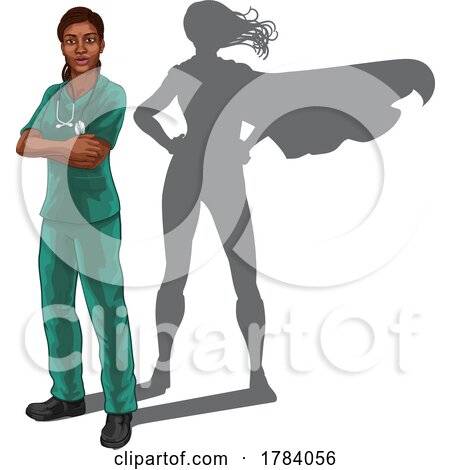 Super Hero Black Woman Doctor Nurse Superhero by AtStockIllustration