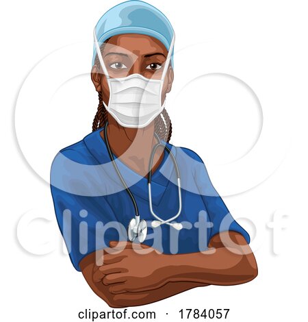 Black Woman Doctor Nurse Medical Professional Mask by AtStockIllustration