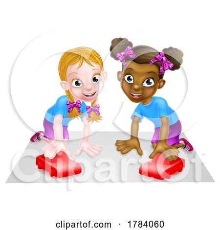 Two Girls Playing with Cars by AtStockIllustration