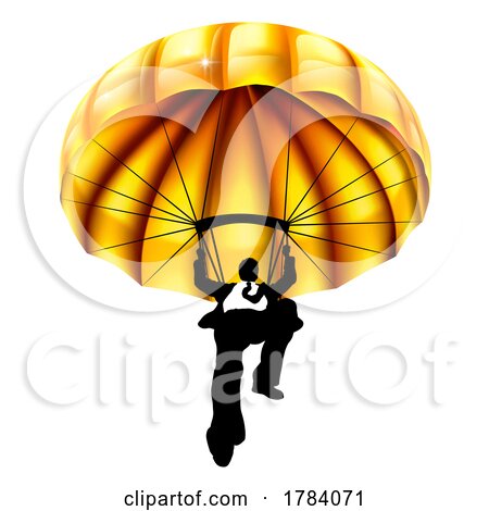 Parachute Businessman Man Silhouette Sky Diving by AtStockIllustration