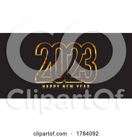 Happy New Year Banner with Metallic Gold Numbers by KJ Pargeter